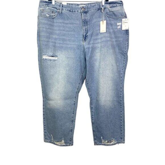 NWT Good American Good Boy Distressed Plus Curvy Straight Leg Jean 24 Blue #3039 - Picture 13 of 14